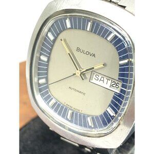 Bulova Men's Watch 7366 Vintage 1970's N3 Swiss Automatic Blue Silver Di…